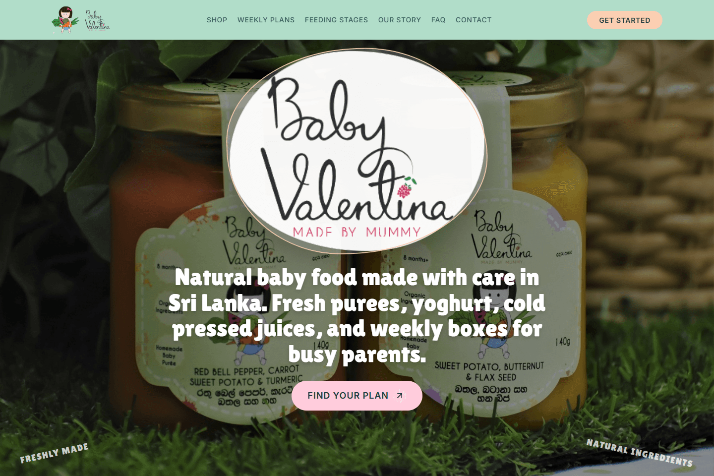 Baby Valentina home page introducing its baby food range